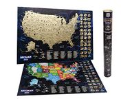 Scratch Off map USA with List of TOP Sport venues Bucketlist USA National Parks 16x24 Travel map, Premium Gift, US map, United States Scratch Off map Wall Poster Push pin map USA