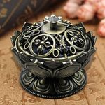 Lotus Flower Incense Burner Creative Lotus Shape Incense Cone Holder Zinc Alloy Lotus Flower Censer Holder Mini Censer Incense Ornament for Home Office Room