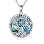 YFN Tree of Life Necklace Sterling Silver Compass Pendant Abalone Shell Celtic Jewelry Graduation Gifts for Women Men