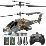 DEERC Apache RC Helicopter for Adults & Kids, 2.4GHz Military Remote Control Helicopter, 2 Batteries, 26 Mins Flight, LED Lights, Altitude Hold, One-Key Take Off, Indoor Friendly, Gift for 8-12 Boys