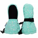 JAN & JUL Baby Girls Stay-On Winter Mittens Thumbless (Mint Star, XS: 0-2Y)