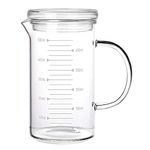 500ml Glass Measuring Cup with Glass Lid Transparent Measuring Jug Heat Resistant Glass Measuring Cup High Borosilicate Glass Cup with Scales for Home Kitchen Baking Coffee Drinks Beverage