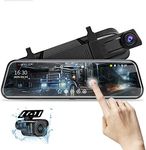 10'' Mirror Dash Cam Night Vision 1080P FHD Full Touch Screen Front and Rear View Backup Camera for Cars Loop Recording Streaming Media 170°Wide Angle Parking Assistance with 10 Meters Cable