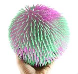 Curious Minds Busy Bags 1 Multi-Color Tie Dye Swirl Jumbo 8" Puffer Ball - Sensory Therapy Fidget Stress Balls - OT Autism SPD (1 Pink and Teal Ball)