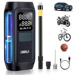 UABRLA Tire Inflator Portable Air Compressor, Electric Air Pump for Car Tires, 2X Faster & 150PSI Cordless Auto-Off Bike Tire Pump with Gauge for Car, Motorcycle, Ball