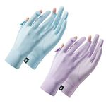 Andiker 2pairs Sunblock Gloves Women, Non Slip UV Protection Driving Gloves Full Finger Touchscreen Wrist Length Gloves for Summer Riding Fishing Golfing Outdoor Activities (purple, blue)