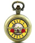 Products Just4U Gift Boxed Guns N Roses Themed Quartz Pocket/Necklace Watch - Free Spare Battery