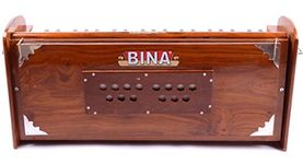 Bina Harmonium BINA Dulcetina 3 1/2 Octaves Portable Harmonium Double Reeds Vertical Brown Wood Musical Instrument With Carry Bag