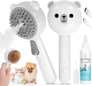 4 in 1 Pet Steam Brush with Soft Silicone Teeth, Cat Steam Brush with Waterless Shampoo, Self Cleaning Steamy Brushes for Dogs, Pet Spray Hair Removal Comb for Shedding & Grooming & Massage