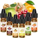 Food Flavoring Oil - Concentrated Candy Flavors, 6 Liquid Lip Gloss Flavoring Oil, Almond Butter Pecan Pistachio Flavor Oil for Baking, Cooking, Slime Making, Drinks, Water & Oil Soluble - 0.25 Fl Oz