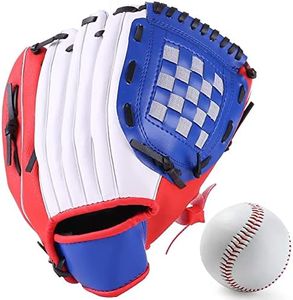 Baseball Glove,Baseball Softball Mitt with Ball for Kids Youth Adults Training and Beginner,Right Hand Throw,Left Hand Glove (Red, 10.5in)