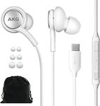 SAMSUNG AKG Earbuds for Galaxy S23 Ultra - Original USB Type C in-Ear Earbud Headphones with Remote & Mic - Braided - Includes Velvet Pouch - White