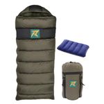 Rocksport Karakoram -5°C to +5°C Sleeping Bag with Reliance Hollow Fibre for Camping, Hiking, Indoor & Outdoor l Free Air Pillow & Adventure Pass (Military Green)