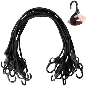 XSTRAP STANDARD Heavy Duty Bungee Cords 10PK 32-Inch Bungee Cords with Finger-Hole Hooks, Ideal for Outdoor, Tarp Covers, Motorcycle, Luggage Rack (Black)
