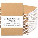 feela 30 Pack Kraft Notebooks, A5 60 Lined Pages Notebooks and Journals for Women Girls Students Making Plans Writing Memos Office School Supplies, 8.3 X 5.5 in