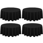 FXKS 4 Packs Black Round Table Cloth 90 Inch Circular Table Cloth, Stain and Resistant Washable Polyester Round Tablecloth Table Cover for Wedding Parties Banquet Reception Gift Table