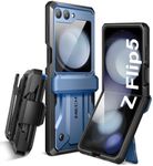 TONGATE Designed for Z Flip 5 Case with Screen Protector & Hinge Protection & Belt-Clip, Military Grade Phone Case Bulit-in Hidden Kickstand for Samsung Galaxy Z Flip 5 Case 5G (2023), Blue