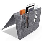 daite Bedside Pocket Storage Holder, Felt Bedside Caddy Storage Organizer Bed Caddy with 2 Small Pockets for Organizing Magazine Phone Small Things Home Sofa Desk Holder(Dark grey)