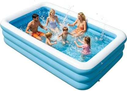 HAIKE Inflatable Pool for Adults and Kids, Summer 3 Layer Thickened Swimming Pool, Family Full-Sized Kids Pool Outdoor Water Party, Rectangular Blow Up Pool for Backyard Garden (120"x59.1"x22" Blue)