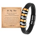 GBTBYS Gifts for Men, To My Man Bracelet, Anniversary Birthday Gift for Him Lover Boyfriend Husband Fiance, Inspirational Leather Bracelet Gifts for Men Who Have Everything