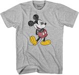 Disney Mickey Mouse Classic Distressed Standing Boys Youth T-Shirt(Heather,Large)