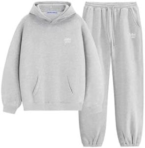 Aelfric Eden Womens 2 Piece Outfits Fleece Sweatsuit Lounge Sets Track Suits Sweat Matching Jogger Pants 2025 Fall Trendy Grey X-Large
