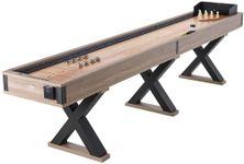 VEVOR Shuffleboard Table, 11.5 ft Shuffleboard for Family Game Rooms, 2 in 1 Shuffleboard and Bowling Combo Game Set, with Scratch-Resistant Playfield, Legs, 8 Pucks, Bowling Set, Wax, and Table Brush