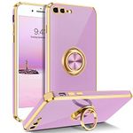 BENTOBEN Case for iPhone 8 Plus Case,iPhone 7 Plus Case Ring Holder Edge Plating Rotation Kickstand Soft TPU Bumper Women Girls Shockproof Protective Case for iPhone 8 Plus/7 Plus, Light Purple