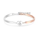 Luluadorn Rose Gold and Silver Heart O Letter Bracelets for Women Personalized Name Initial Bangle Bracelet Jewelry Birthday Gifts