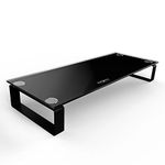 Eutuxia Type-S Black Tempered Glass Monitor, TV, Laptop, Computer, All-in-One Desktop, Printer Stand/Riser. Good for Home, Office, Cubicle. Stay Organized & Save Space. [21.75 x 8.25 x 3.25 Inches]