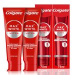 Colgate Max White Ultra Active Foam Toothpaste, At Home Whitening Toothpaste Clinically Proven Whiter Teeth in 3 Days*, Toothpaste Multipack, 2 Pack, 75ml Tubes