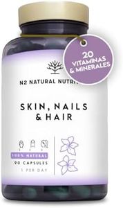 Biotina Zinc Selenio Hierro. Vitaminas para el Cabello. Crece pelo, uñas y crece barba. Cuidado de la piel. Anticaida cabello hombre y mujer. Alta concentración. 90 Cápsulas N2 Natural Nutrition