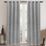 Rose Home Fashion Velvet Blackout Curtain Set with Eyelet, 2 Panels Thermal Insulated Velvet Curtains for Living Room Bedroom, 66 X 90(W X L), Grey