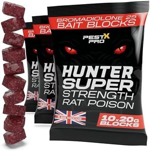 Pest X Pro Hunter – Rat Poisoning Super Strength, 3 × 200 g Sachets, Professional Rat & Mouse Killer Bait, Indoor & Outdoor Rodent Control with Bromadiolone