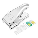 Sim Card Cutter, Micro SIM/Nano SIM Card Cutter, 2-in-1 Cutting SIM Card Standard to Micro/Micro to Nano Dual Sim Card Cutter Punch Sim Card Cutter with 3 SIM Adapters&1 Ejection Pin (Silver)