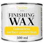 Creative Deco 500 ml Finishing Furniture Wax for Wood & Chalk Paint | Clear Painted Surface Protection | Colourless Transparent Polish | Water Repellent Shine & Satin Finish | Perfect for Antiques