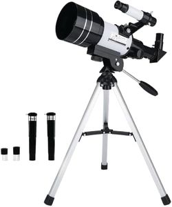 SSEA 70mm Aperture Astronomical Refractor & 300mm Portable Telescope 15x-150x Zoom Capacity with Tripod for Kids, Adults and Astronomy Beginners Explore The Universe Moon, Planets.