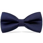 Mens Classic Pre-Tied Bow Ties - Adjustable Silk Formal Tuxedo Wedding Bowtie by WELROG（Navy blue）