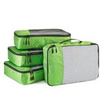 Amazon Basics Packing Cubes for Suitcases, Travel Organisers, Zipper, 4 Piece Set Bags, Medium, Green