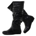 RF ROOM OF FASHION Women's Slouchy Knee High Hidden Pocket Boots (REGULAR CALF), Black Pu (Regular Calf), 10