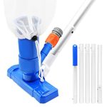 [2024 Upgraded] Pool Vacuum for Above Ground Pool - Handheld Swimming Pool Jet Cleaner, Leaf Vacuum Cleaning Kit W/Brush with 5 Section Poles of 70", Small Vac Vacuum for Underwater, Spas, Ponds