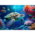 DAERLE Coral Reef 5D Diamond Painting Kits for Adults, Full Drill Diamond Art Marine Life Diamond Picture Sea Turtle, DIY Round Diamond Art Kits Gem Painting Crafts for Home Wall Decor 40x30cm