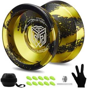 YOYOSTUDIO H17 Responsive Yoyo Professional, Dual Purpose Yoyo for Kids/Beginner, Tricks Yo yo for Adults with Unresponsive yoyo Bearing Kit, 10 Yo-Yo String, Case & Glove (Black and Gold)