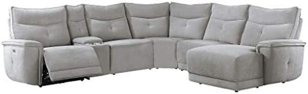 Homelegance 117" x 134" Power Reclining Sectional Sofa with Chaise, Gray
