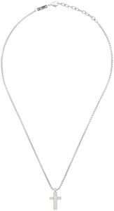 Breil Tag and Cross TJ3228 Men's Stainless Steel Necklace Min Length 47cm Max Length 52cm, 52 cm, Stainless Steel, No Gemstone