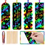 GOMANCHE 40 Sets Scratch Art for Kids, 4 Styles Magic Rainbow Bookmarks Scratch Craft Kit for Kids, Scratch Paper Art Sets for Kids Students Party Bag Fillers