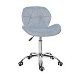 Modern Velvet Swivel Office Chair, Height Adjustable Padded Armless Desk Chair with Wheels for Home Office, Gray