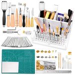 Leather Working Tools Kit, Leathercraft Kit Include Leather Tool Holder, Leather Rivets and Snaps Set, Leather Stamping Tools, Leather Crafting Tools Kit for Beginners and Professionals