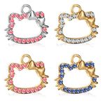 YSINYAO 4PCs Cute Kitty Cat Charms Cartoon for Bracelet Necklace Jewellery Making Silver DIY Crystals for Women Colorful Bulk