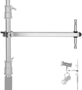 NEEWER Offset Arm with Clamp & Dual 5/8" Baby Pins for LED Video Light Studio Flash, 1.5ft/46cm Stainless Steel Boom Grip Arm for ø1.2-1.4" Center Column Photography Light Stand, Max Load 22lb, UA038